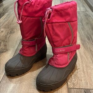 L.L. Bean Kids Pink and Grey Rain & Snow Boots